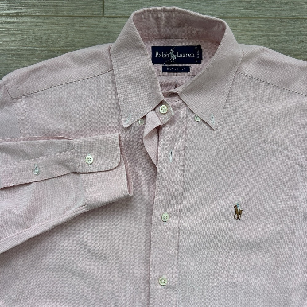 Polo Ralph Lauren Mens 15-34 Shirt Pink Oxford Button Down Cotton Preppy